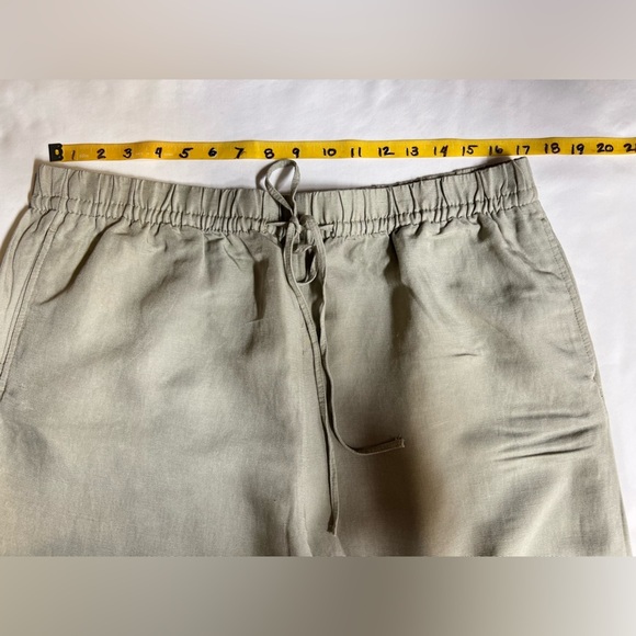 H&M Khaki drawstring waist Linen blend wide leg pants size L. - Picture 9 of 11